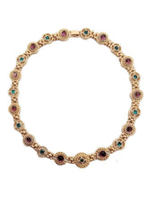 Multicolor Gemstone Geometric Vintage Round Necklace Gold / Necklace